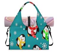 Funny Penguins Sports Duffel Bag for Women Men Penguins Cute Weekend Overnight Bag with Shoe Compartment Shoulder Tote Luggage Bag for Yoga Gym Travel