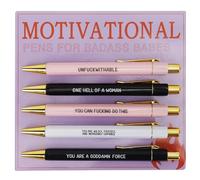 Funny Pens, Motivational Badass Pen Set, Swear Word Daily Pen Set, Daily Ballpoint Pen Set with Black Ink, Funny Inspirational Pens with Sayings for Adult Coworkers Office Supplies Secret Santa Gifts