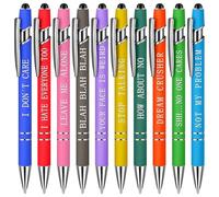Funny Pens with Complaining Words, 10 Piece Set 0.5 mm Tip Day of The Week Pens Smooth Sarcastic with Clip & Touch Screen End Ballpoint for School Office, Work Sucks Pen Set