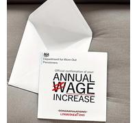 Funny Pensioner Birthday Card - Annual Wage Increase Joke Card with Envelope - Retirement, Old Age, or Milestone Age Humour for Men & Women