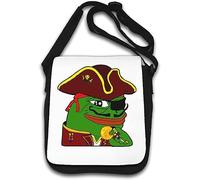 Funny Pepe The Frog Pirate Captain Gold Coin Shoulder Bag White