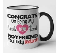 Funny Personalied Boyfriend Mug Congrats On Being My Boyfriend You Lucky Bastard (Black)