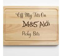 Funny Personalised Chopping Board | “Off My T*ts On ALDI Picky Bits” Cheese Board | Gift for Her | Wine & Nibbles Night Board | Handmade Wooden Board