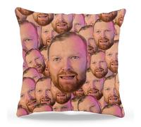 Funny Personalised Cushion All Over Face Print Pillow Gift Men Women, Cover & Pad, White
