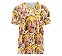 Funny Personalised Face All Over T Shirt Custom Stag Do Lads Holiday Tee Hen Party Top Unisex Birthday, l, White