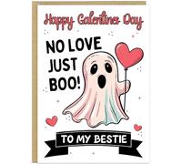 Funny Personalised Galentines Cards for Besties & Single Ladies - Custom Name Anti Valentines Day Friend Humour Valentines Cute Greetings Cards - For Friends You Love (No Love Just Boo)
