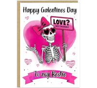Funny Personalised Galentines Cards for Besties & Single Ladies - Custom Name Anti Valentines Day Friend Humour Valentines Cute Greetings Cards (Love No Thanks)