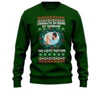 Funny Personalised Husband Christmas Jumper Congrats On Being My Husband Custom Image Festive Xmas Wreath Design Gift, M, Bottle