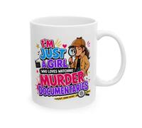 Funny Personalised Murder Documentaries Coffee Mug, White Ceramic Cup, True Crime Gift for Women11onz Mug.