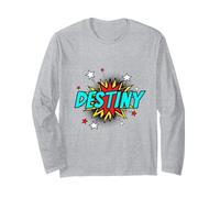 Funny Personalized Name Comic Pop Art Superhero Destiny Long Sleeve T-Shirt