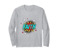 Funny Personalized Name Comic Pop Art Superhero Faith Long Sleeve T-Shirt