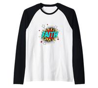 Funny Personalized Name Comic Pop Art Superhero Faith Raglan Baseball Tee