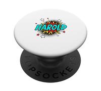 Funny Personalized Name Comic Pop Art Superhero Harold PopSockets Adhesive PopGrip