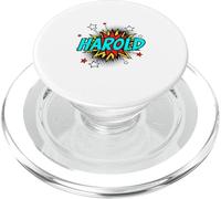 Funny Personalized Name Comic Pop Art Superhero Harold PopSockets PopGrip for MagSafe