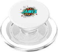 Funny Personalized Name Comic Pop Art Superhero James PopSockets PopGrip for MagSafe