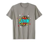 Funny Personalized Name Comic Pop Art Superhero John T-Shirt