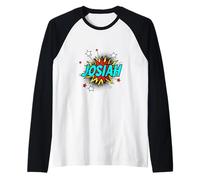 Funny Personalized Name Comic Pop Art Superhero Josiah Raglan Baseball Tee