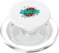 Funny Personalized Name Comic Pop Art Superhero Marcus PopSockets PopGrip for MagSafe