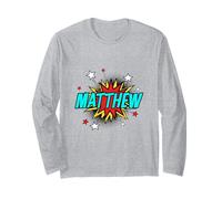 Funny Personalized Name Comic Pop Art Superhero Matthew Long Sleeve T-Shirt