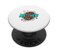 Funny Personalized Name Comic Pop Art Superhero Matthew PopSockets Adhesive PopGrip
