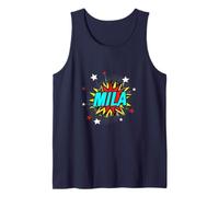 Funny Personalized Name Comic Pop Art Superhero Mila Tank Top