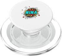 Funny Personalized Name Comic Pop Art Superhero Nina PopSockets PopGrip for MagSafe
