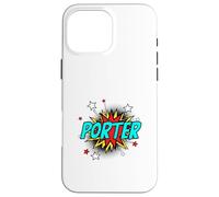 Funny Personalized Name Comic Pop Art Superhero Porter Case for iPhone 16 Pro Max