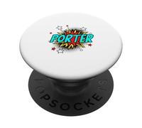 Funny Personalized Name Comic Pop Art Superhero Porter PopSockets Adhesive PopGrip
