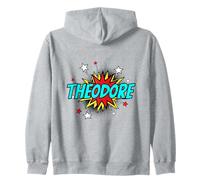 Funny Personalized Name Comic Pop Art Superhero Theodore Zip Hoodie