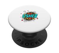 Funny Personalized Name Comic Pop Art Superhero Usher PopSockets Adhesive PopGrip