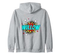 Funny Personalized Name Comic Pop Art Superhero Willow Zip Hoodie