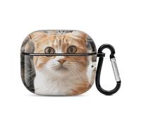 Funny Pet Cat Bluetooth Earbuds Case Cover Full Body Shockproof Protection Hard Case Support Wireless Charging with Keychain Personalized Gift for AirPods 3