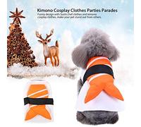 Funny Pet Dog Tume Sushi Chef Kim Outfit for Sm Dogs - for Parties & S (L)