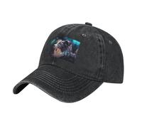 Funny Pet Dogs Black Patterned baseball cap, outdoor sports golf cap, casual sun visor
