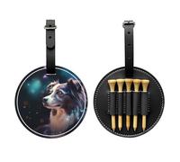 Funny Pet Dogs Black Printed golf tee storage bag - portable design, easy to organize tee, Black, One Size