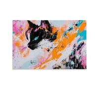 Funny Pet Graffiti Cat Canvas Wall Art Colorful Music Cat Modern Pop Art Picture Print, Wall Art Hanging Paintings for Living Room Home Office Decoration 12x18inch(30x45cm)
