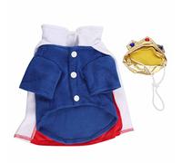 Funny Pet Halloween Costume for Small and Medium Dogs Cats, Breathable Velvet Dog Clothes with Crown Headdress, Novelty Red Blue Outfit for Party Holiday Photoshoot (S)
