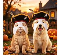 Funny Pet Halloween Fancy Dress Costume Hat With Eye Tricorn Hat For Small Medium Cats Adjustable Funny Cosplay Outfit For Party Trick (B, 25cm)