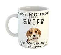 Funny Pet Mug Happy Retirement to The Best Skier Now You Can Be A Full Time Dog Dad, Adorable Print Design
