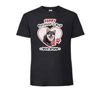 Funny Pet Pawther's Day Artwork | Cute Dog Ideal for Dad from Fur Baby, Men Short Sleeve Cotton T-Shirt. (UK, Alpha, L, Regular, Regular, BLACK)