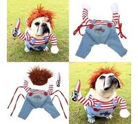 Funny Pet Puppy Clothes Halloween Dog Costumes Comical Outfits Holding A Knife Set Pet Festival Party Clothing (XL)