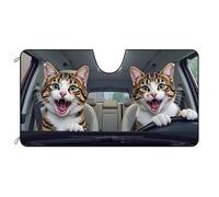 Funny Pet Startled Expression European Shorthair Vehicle Front Window Sunshade Block Uv Rays Sun Visor Protector Keep Cooler Car Windscreen Cover Universal For Cars Summer Va-Ns S