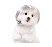 Funny Pet Wig Cute Bob Cut Afro Curly Designed For Cats Dogs | Soft synthetic pet wig with adjustable straps, perfect for parties and photoshoots Silver