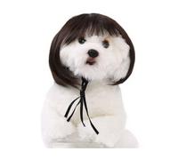 Funny Pet Wig Cute Bob Cut Afro Curly Designed For Cats Dogs | Soft synthetic pet wig with adjustable straps, perfect for parties and photoshoots Brown