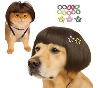 Funny Pet Wig - DIY Haircut & Adjustable Fit - Cat & Dog Costume for Halloween, Party, Photo Shoots - 3D Natural Look - Fits 5kg-50kg Pets
