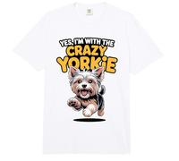 Funny Pet Yorkshire Terrier Dog Yes Im with The Crazy Yorkie Comfort Colors Adult Heavyweight T-Shirt