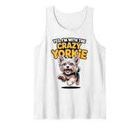 Funny Pet Yorkshire Terrier Dog Yes Im with The Crazy Yorkie Tank Top