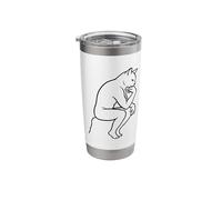 Funny Philosopher Cat Deep Thought Minimalist Line Art Stainless Steel Insulated Tumbler