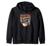 Funny Phonemes Graphemes Caffeine Linguistics Humor Saying Zip Hoodie