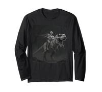 Funny Photo Skeleton Riding a T-Rex Halloween Meme Long Sleeve T-Shirt